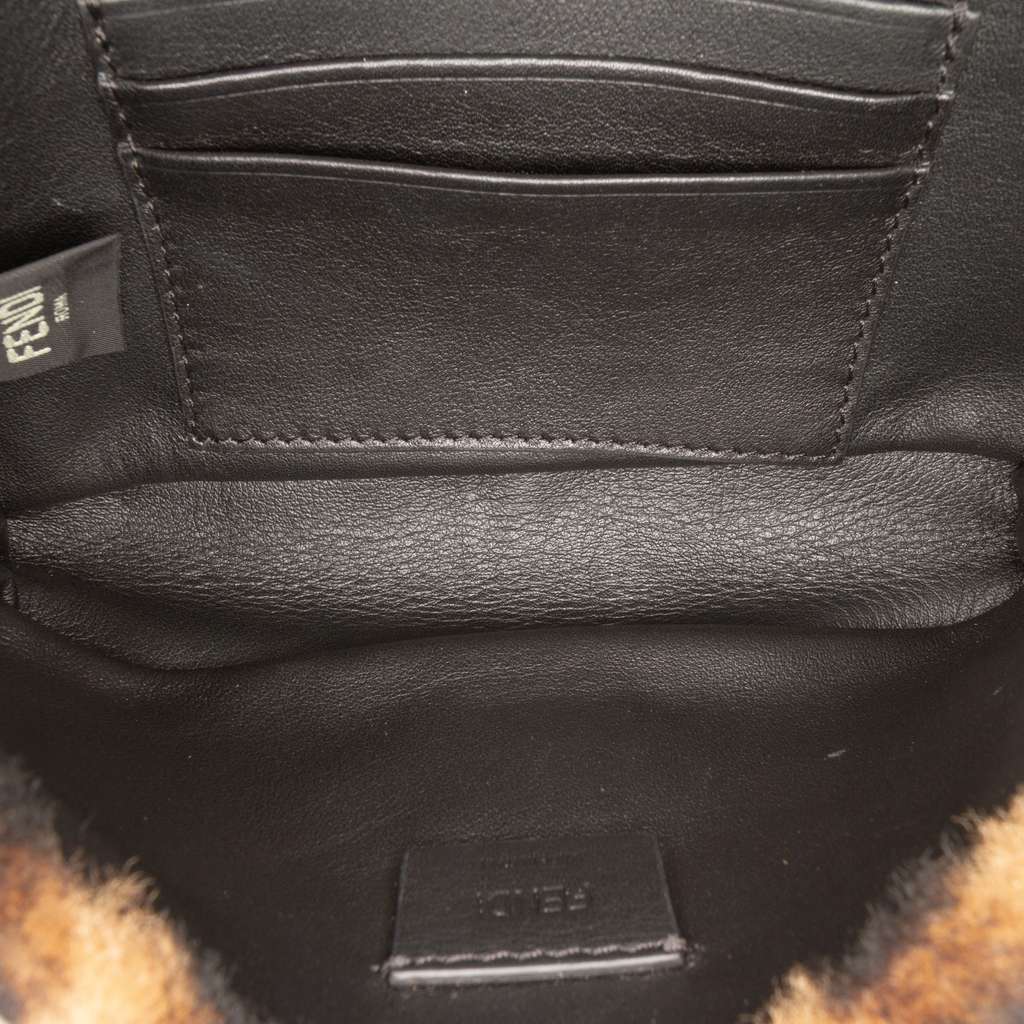 Fendi Mini Zucca Shearling Chain Baguette Satchel - 4