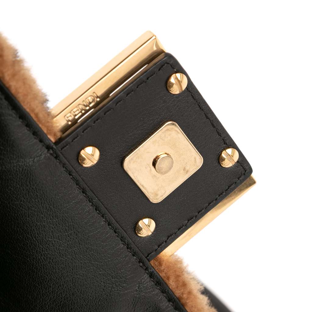 Fendi Mini Zucca Shearling Chain Baguette Satchel - Detail 2