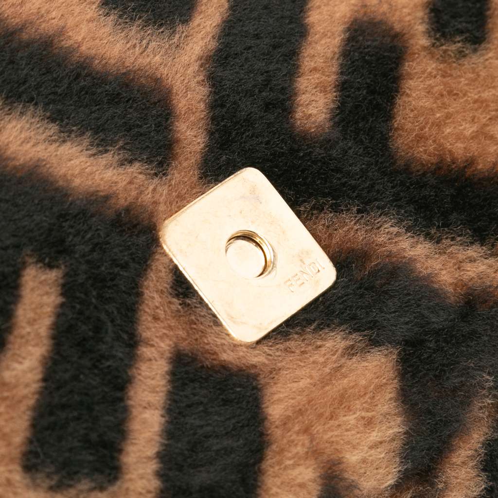 Fendi Mini Zucca Shearling Chain Baguette Satchel - Image 10