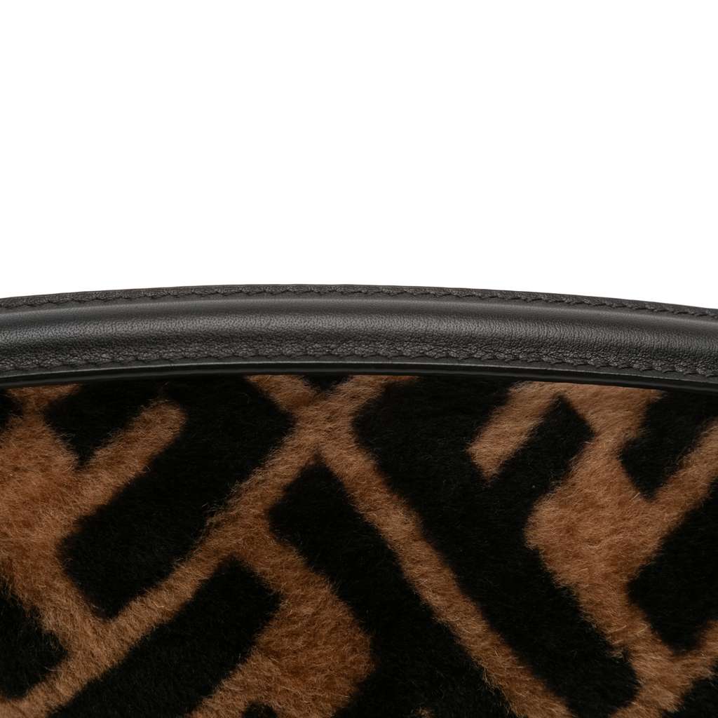 Fendi Mini Zucca Shearling Chain Baguette Satchel - Image 11