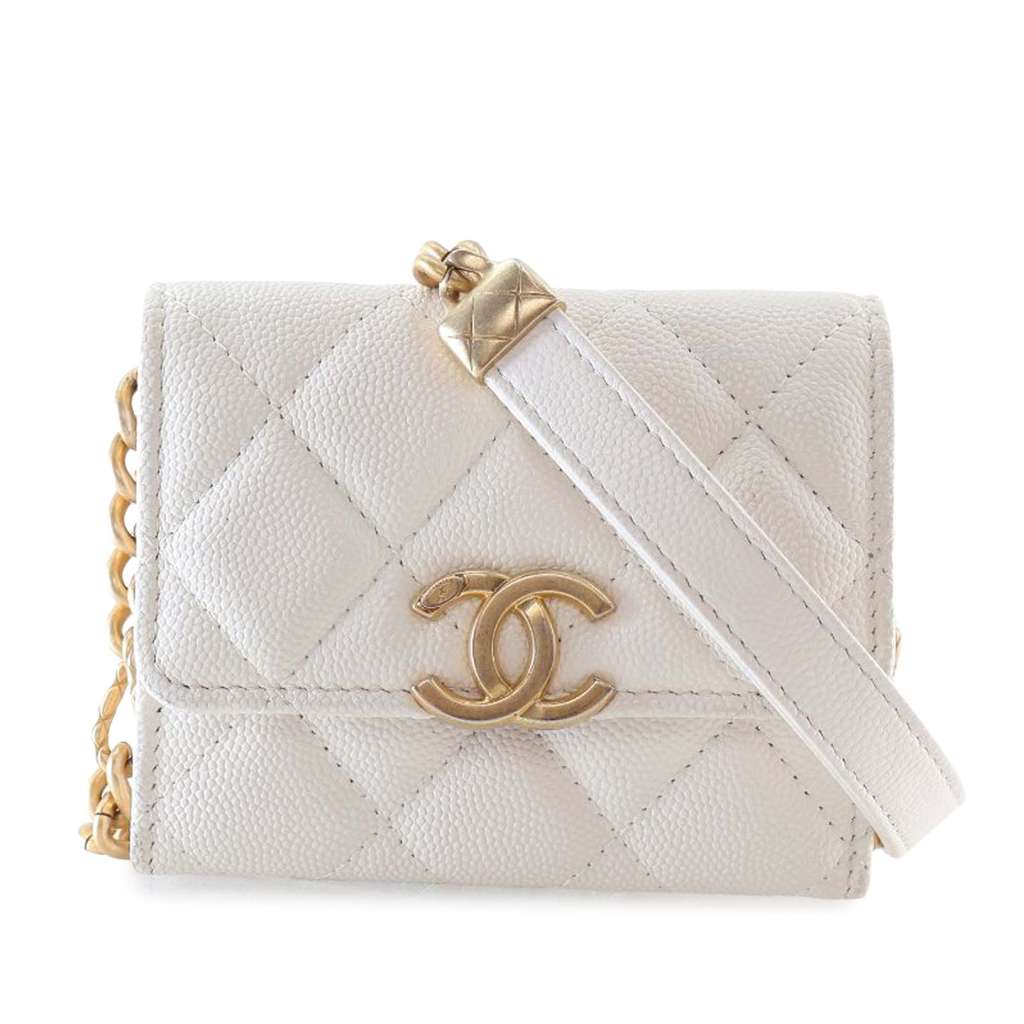 Chanel Quilted Caviar Card Holder on Chain