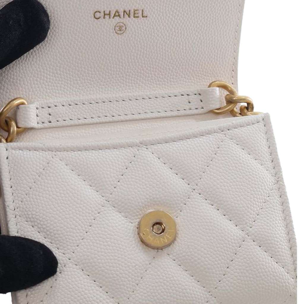 Chanel Quilted Caviar Card Holder on Chain - Image 15
