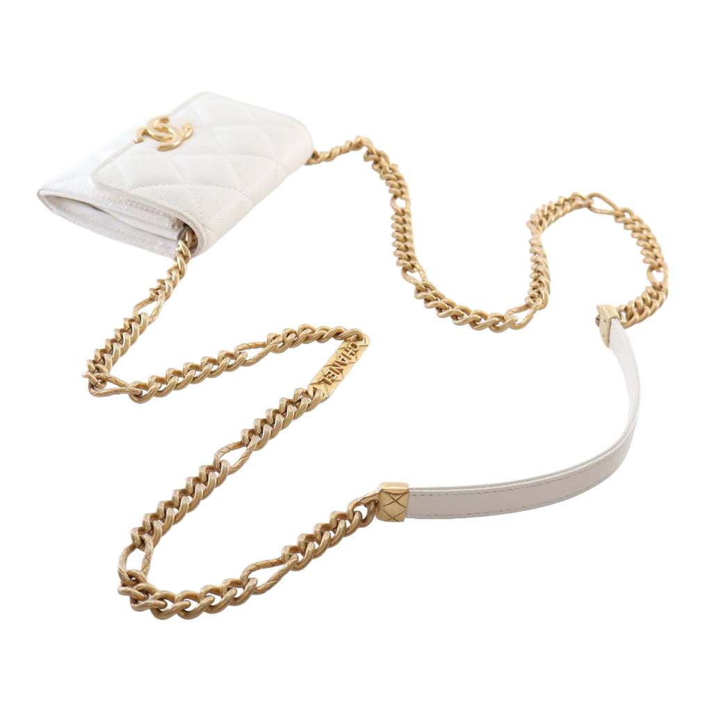 Chanel Quilted Caviar Card Holder on Chain - Image 16