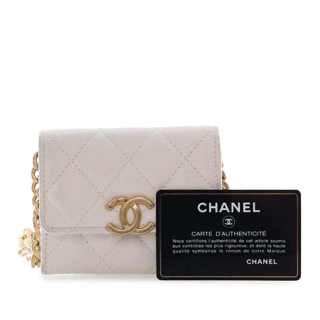 Chanel Quilted Caviar Card Holder on Chain - Image 17