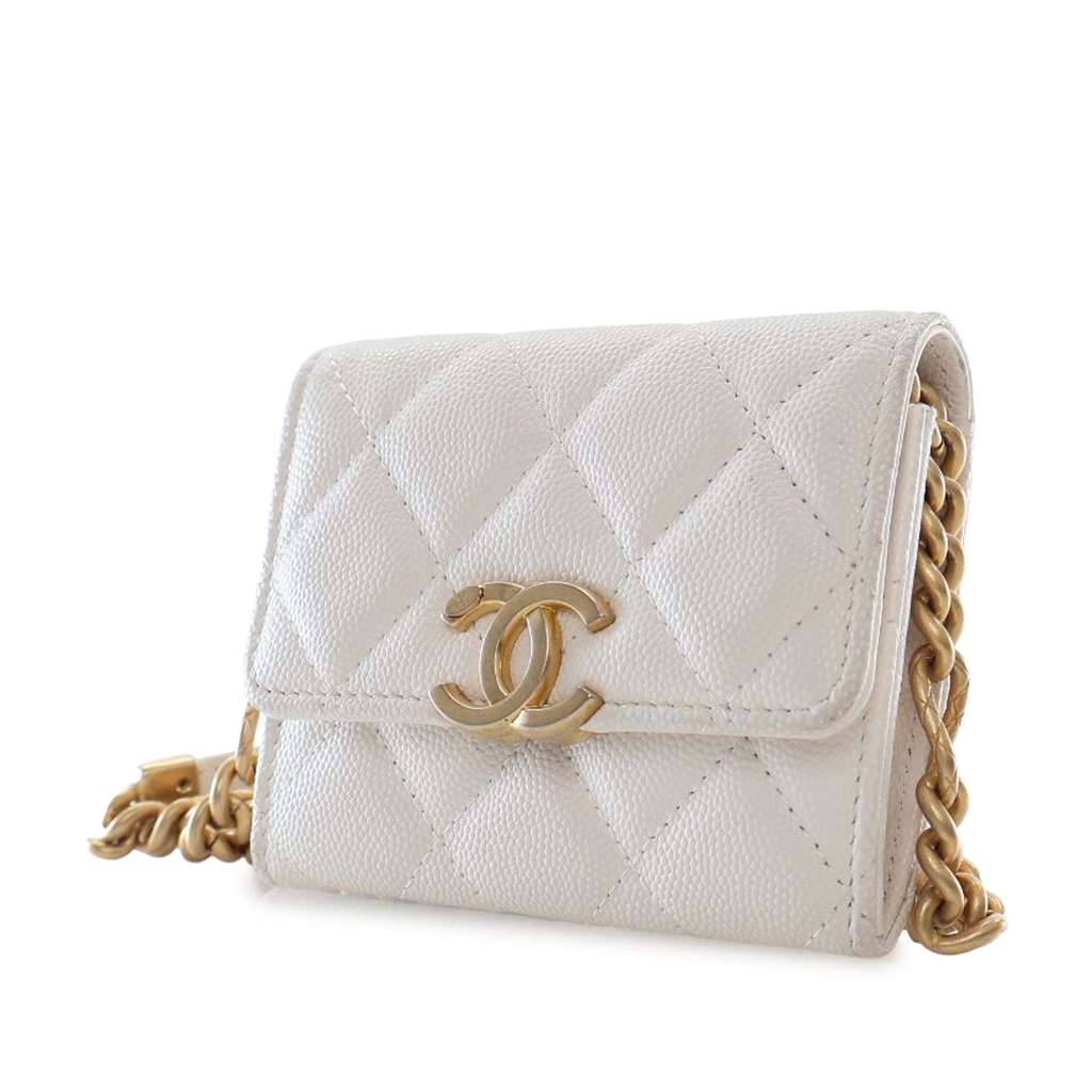 Chanel Quilted Caviar Card Holder on Chain - Image 6