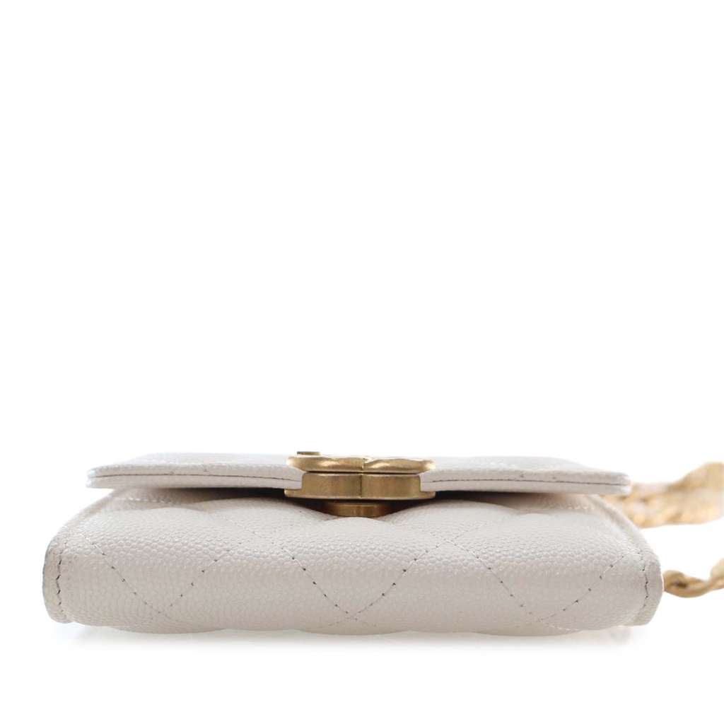 Chanel Quilted Caviar Card Holder on Chain - Side view