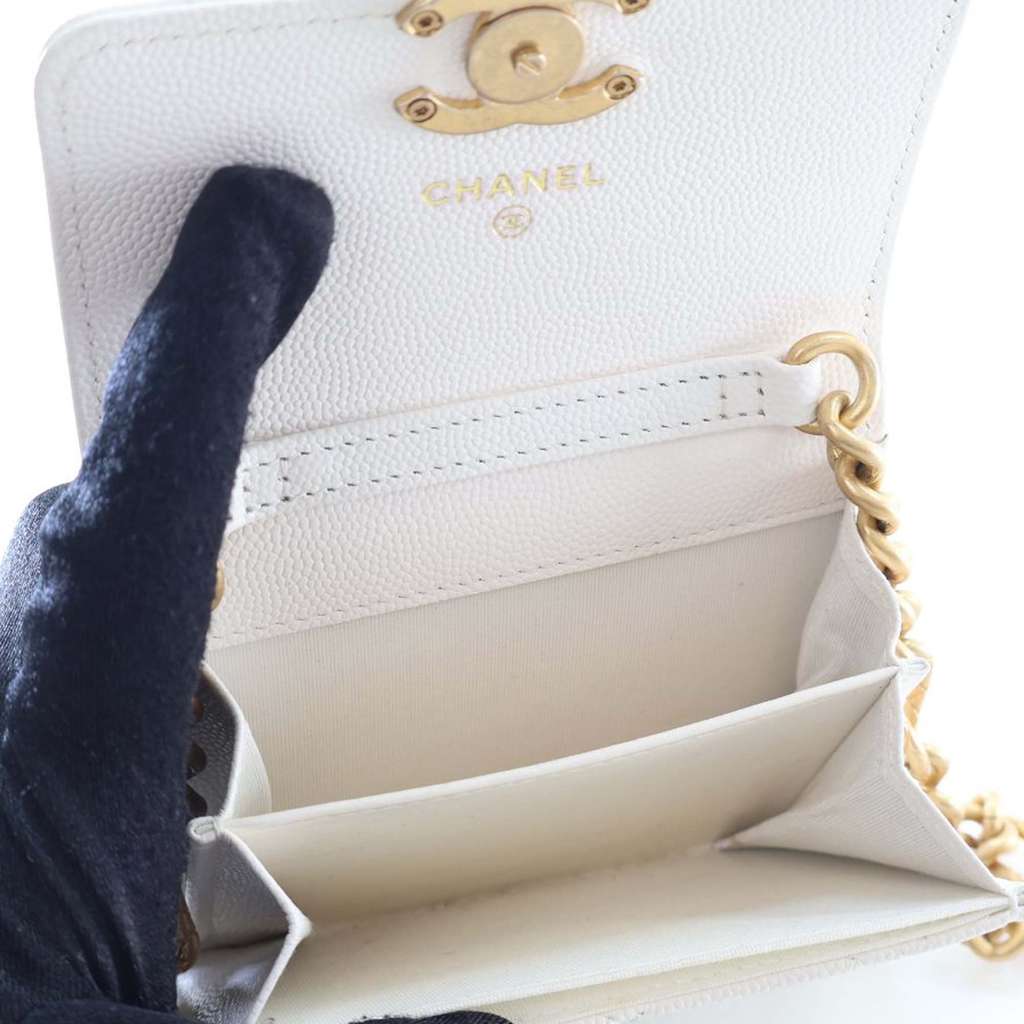Chanel Quilted Caviar Card Holder on Chain - Detail 1