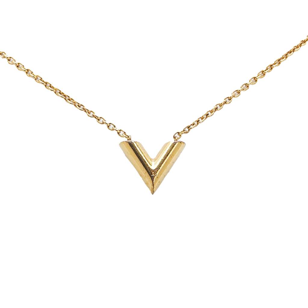 Louis Vuitton Gold Plated Essential V Necklace