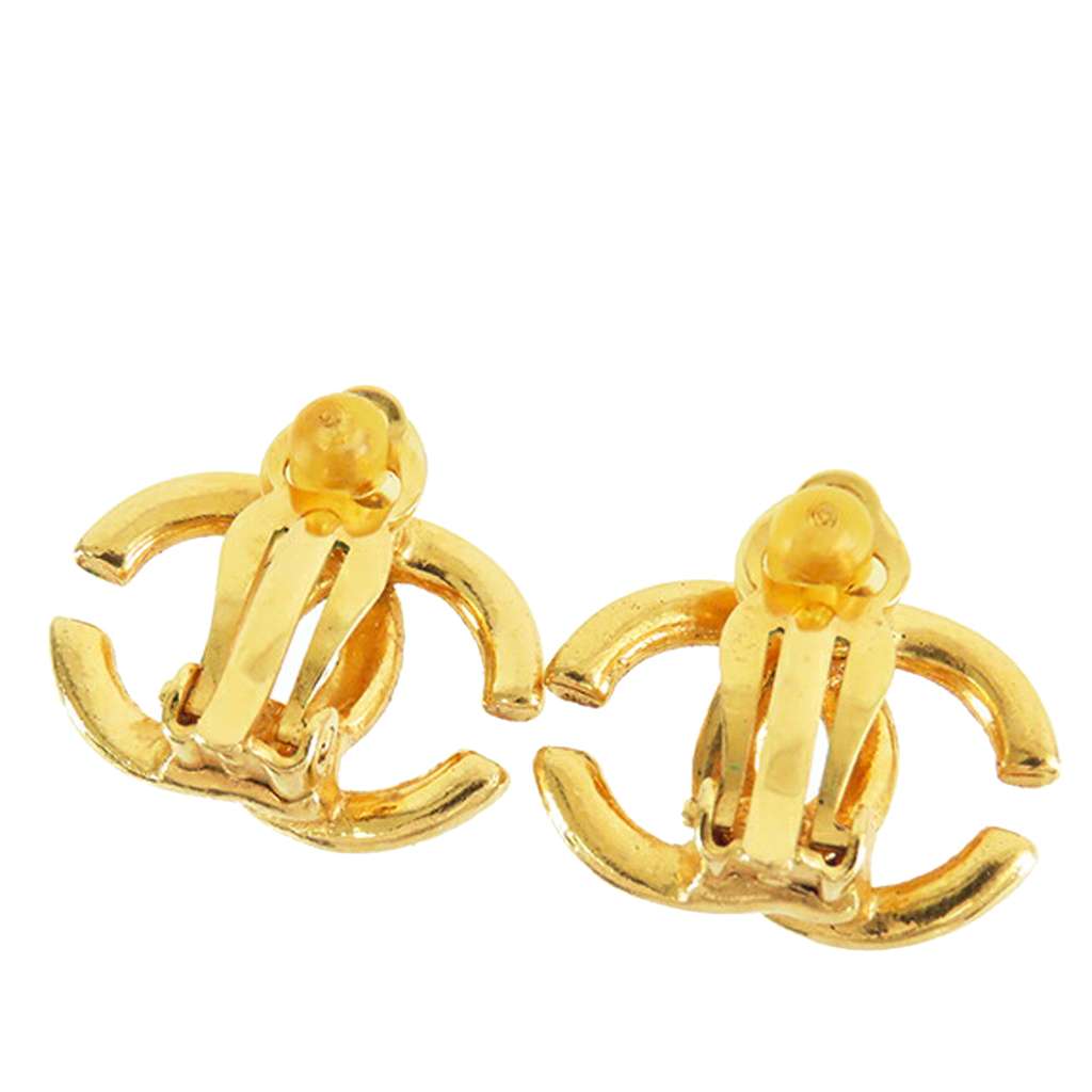 Chanel Gold Plated CC Clip on Earrings