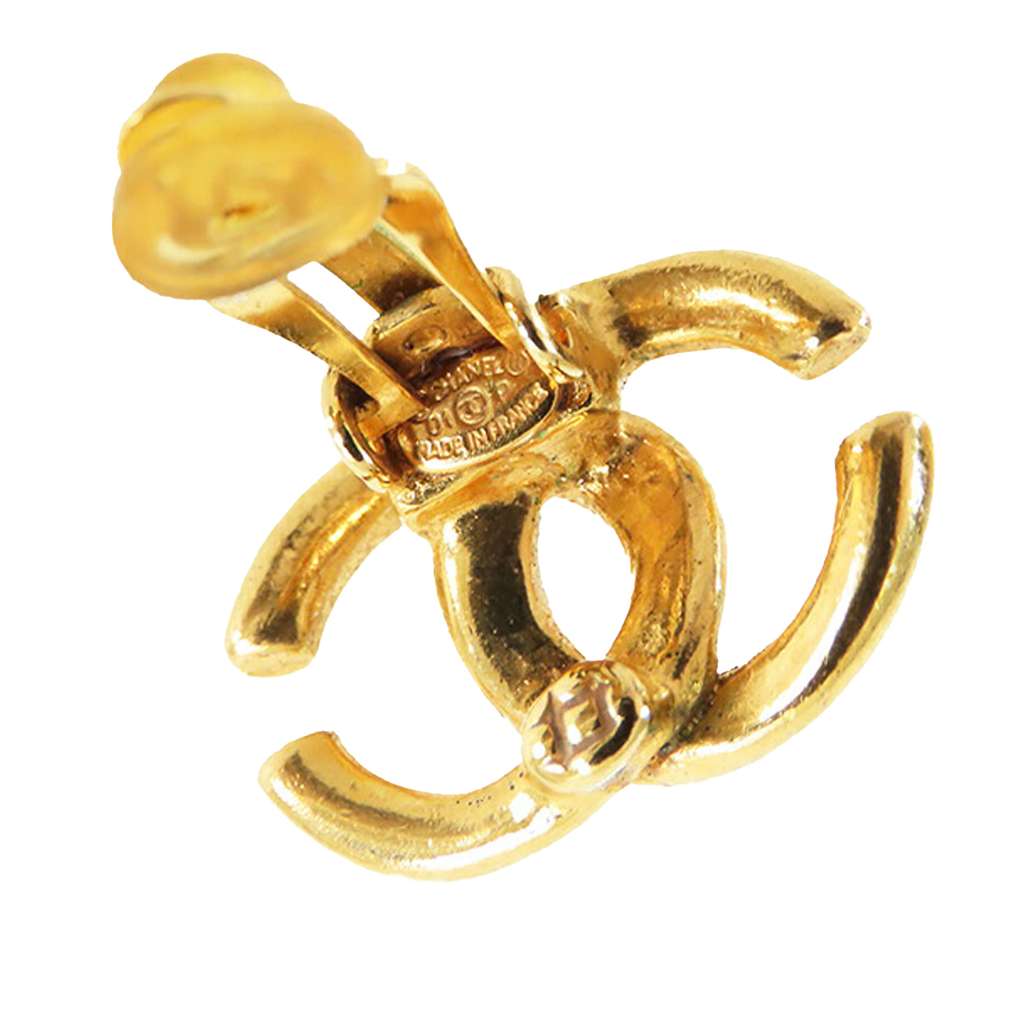 Chanel Gold Plated CC Clip on Earrings - 4