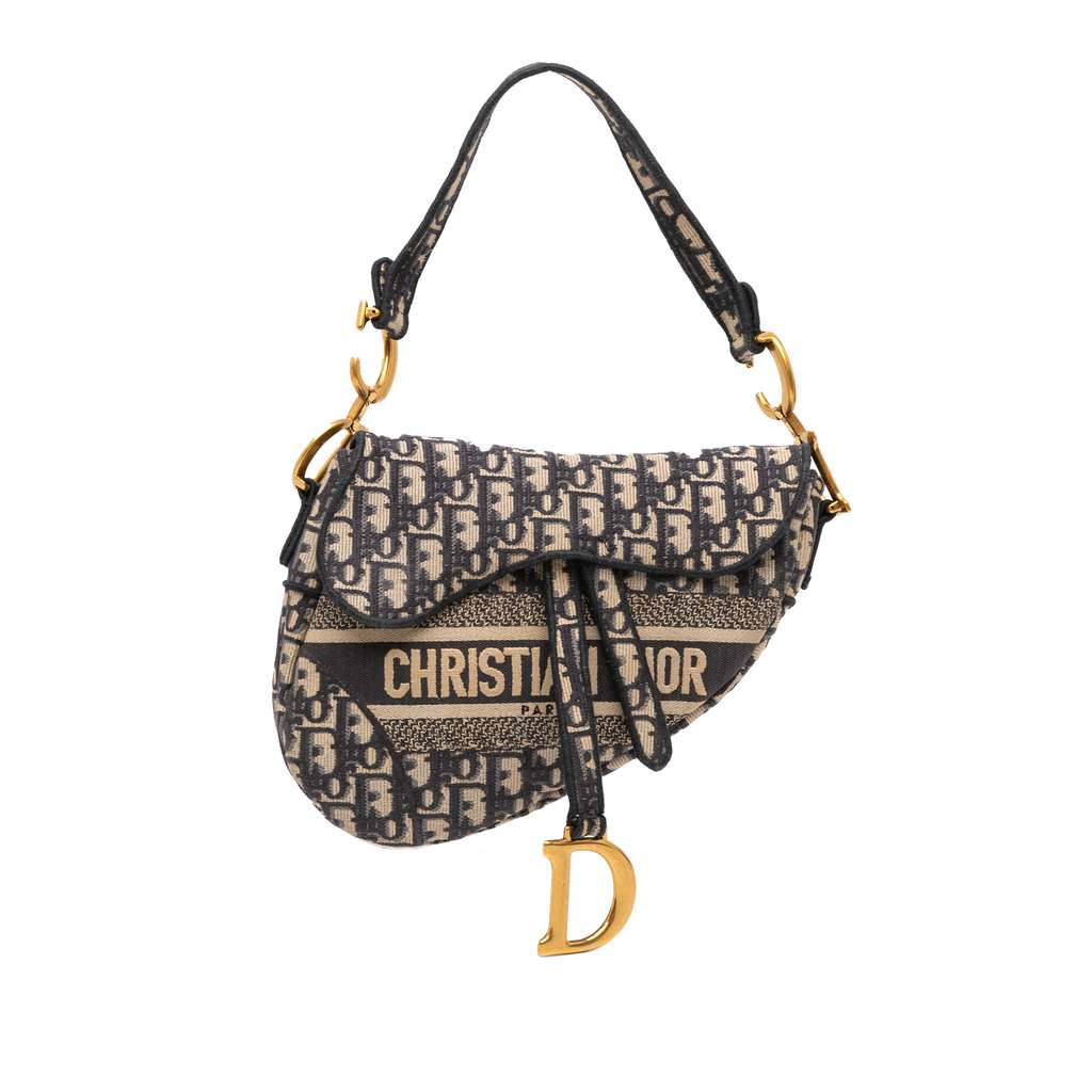 Dior Oblique Embroidered Canvas Saddle Bag