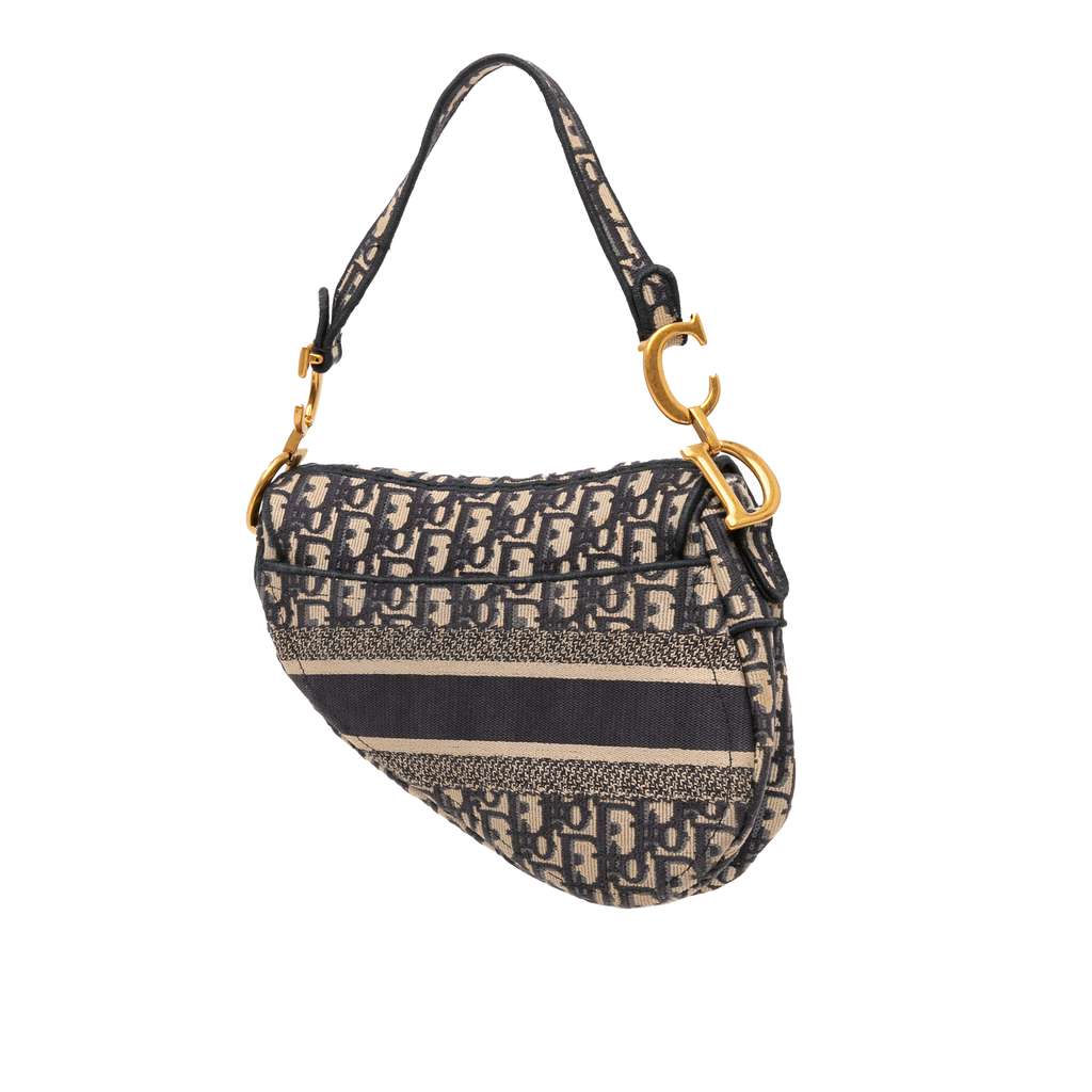 Dior Oblique Embroidered Canvas Saddle Bag - Back view
