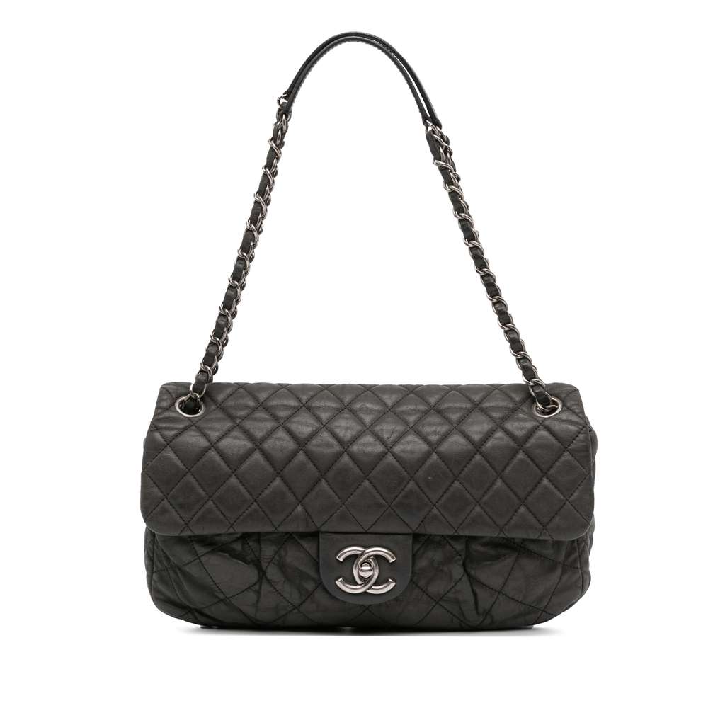 Chanel Large Iridescent Quilted Calfskin Coco Pleats Flap
