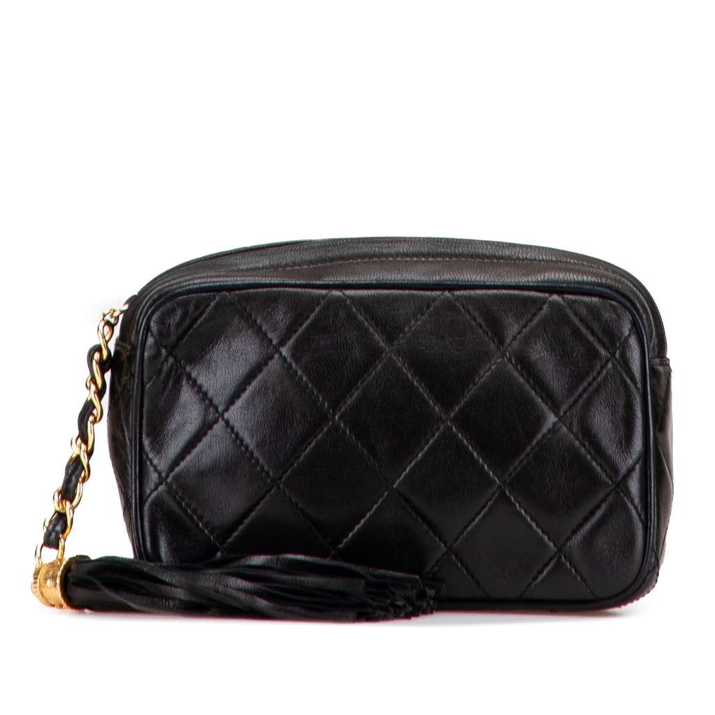 Chanel Quilted Lambskin Tassel Pouch