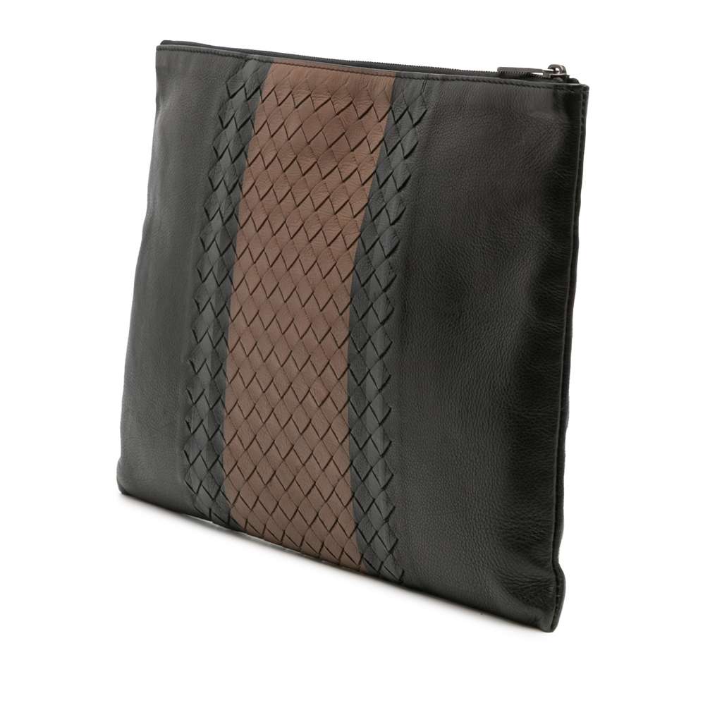 Bottega Veneta Intrecciato Trimmed Leather Clutch - Back view