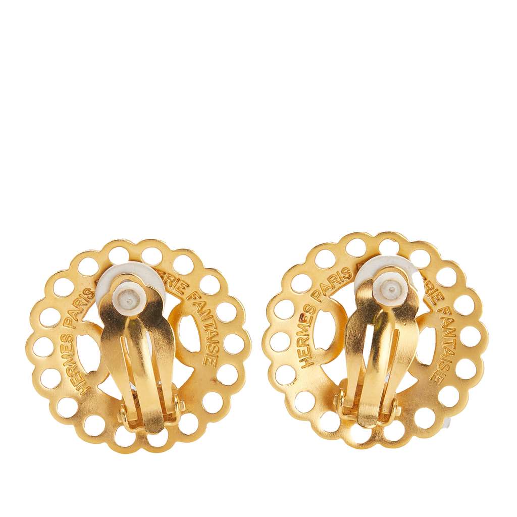 Hermès Gold Plated Bijouterie Fantaisie Clip on Earrings - 2