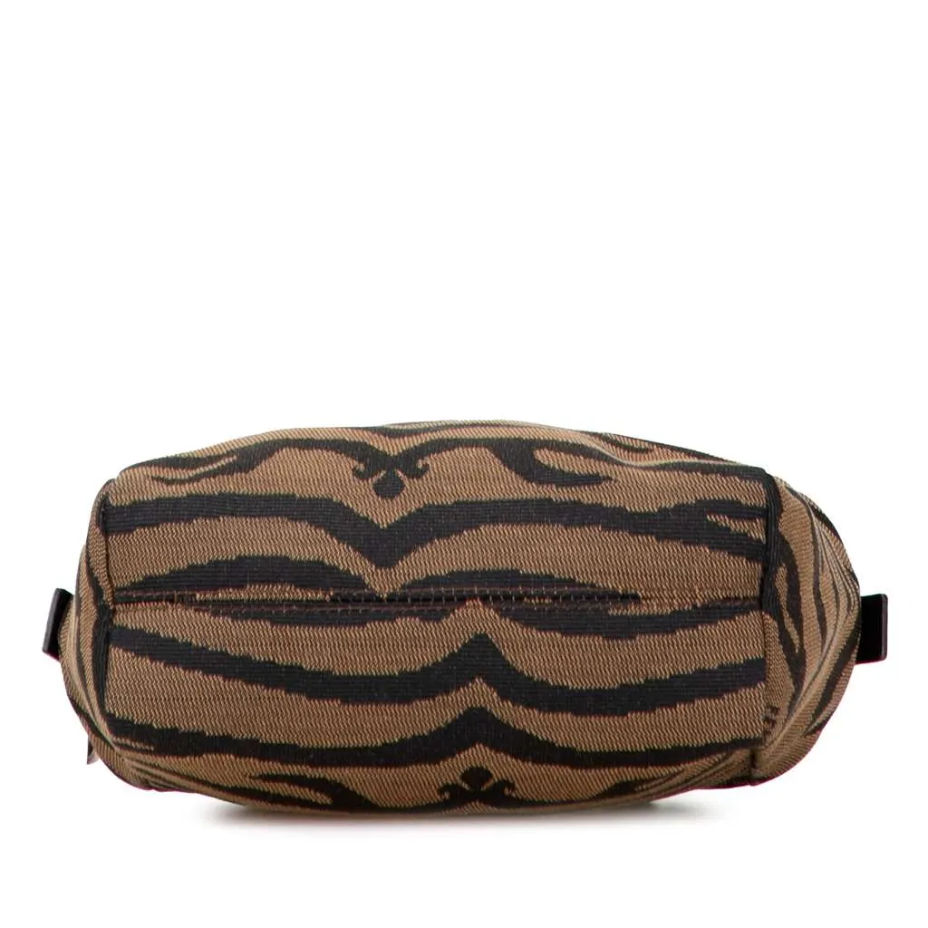 Fendi Zebra Print Canvas Handbag Brown Canvas Good - Inside View