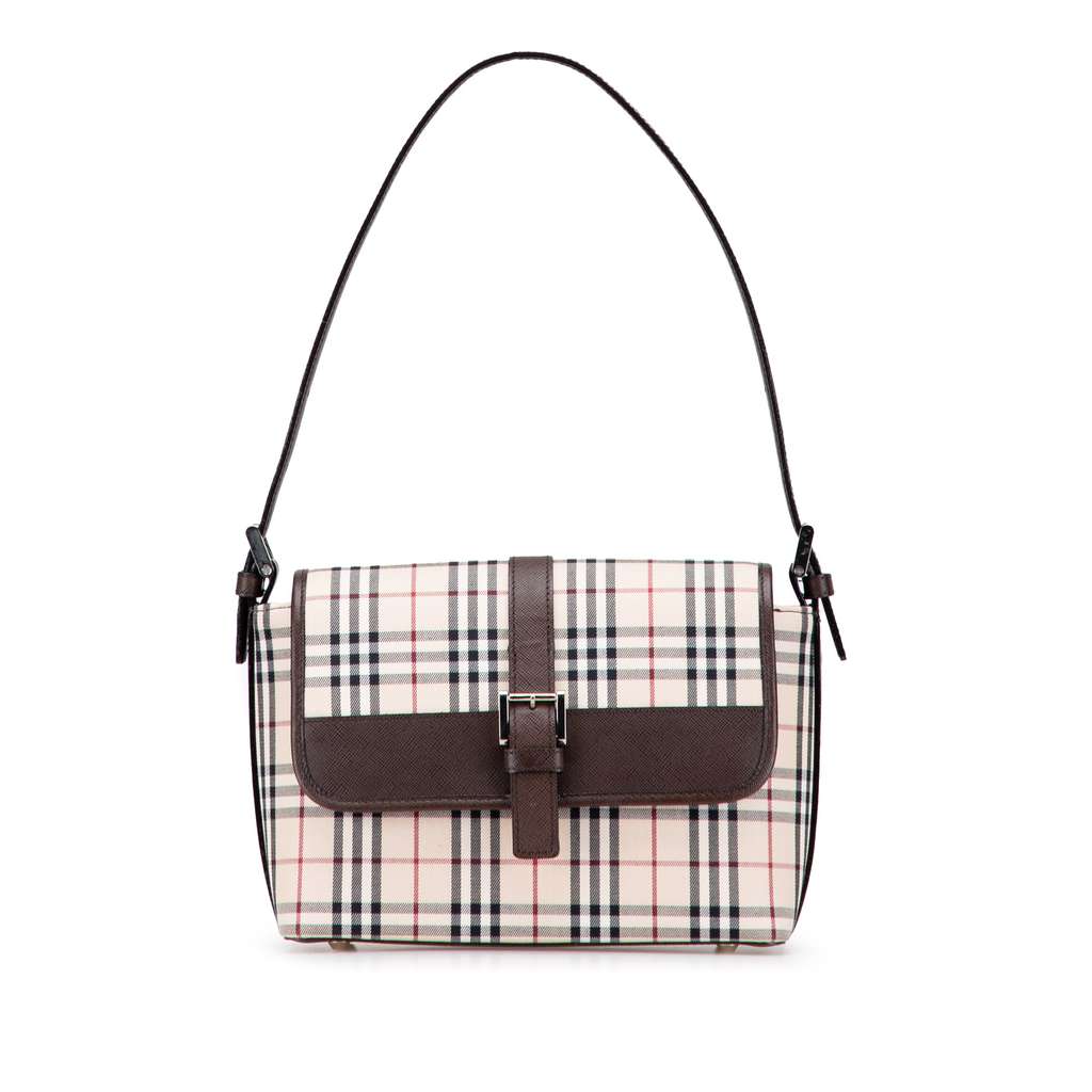 Burberry House Check Canvas Flap Shoulder Bag