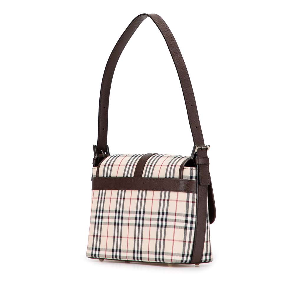 Burberry House Check Canvas Flap Shoulder Bag - Back view