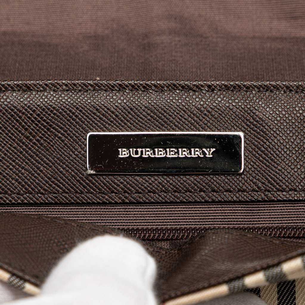 Burberry House Check Canvas Flap Shoulder Bag - Side view
