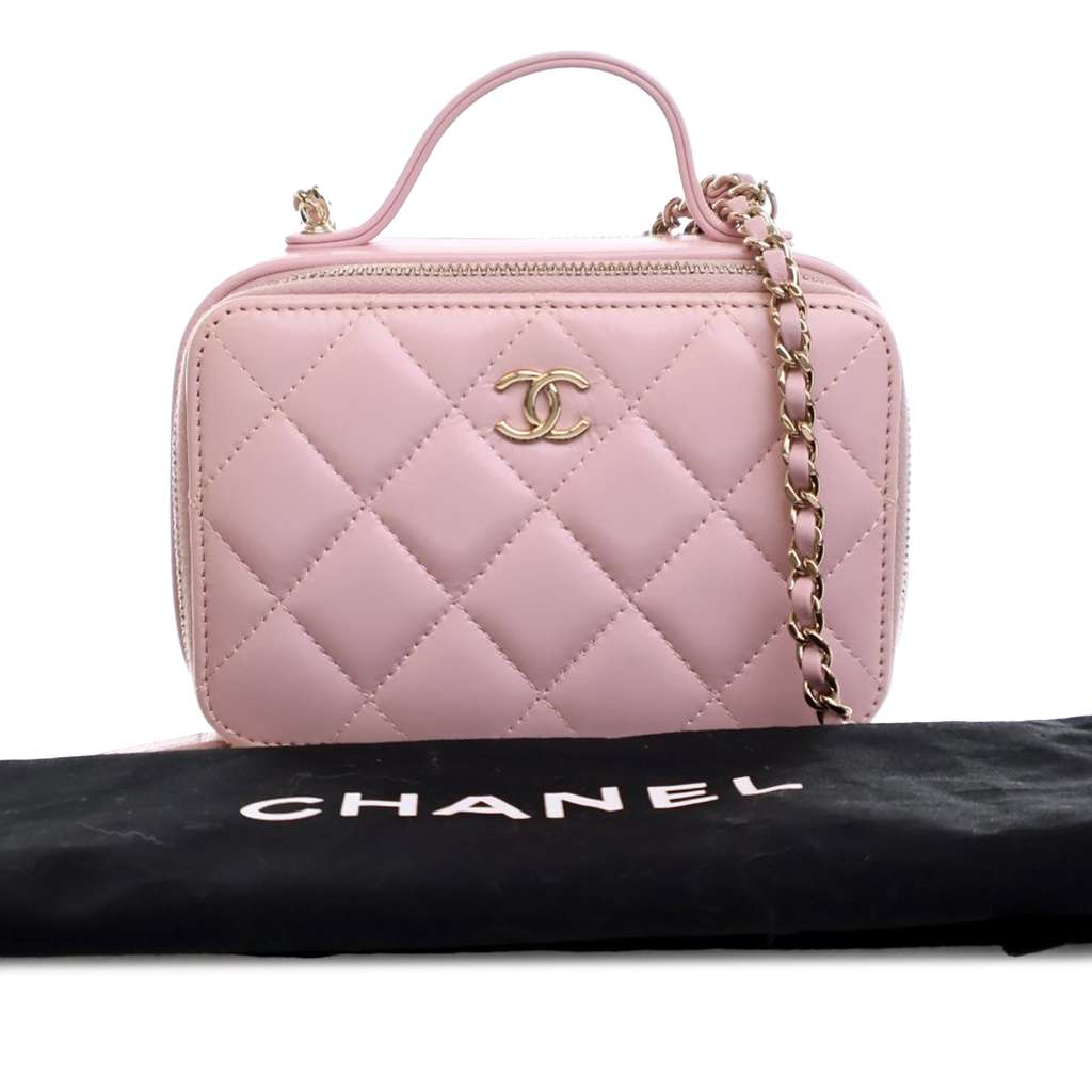 Chanel Mini CC Glazed Calfskin Double Zip Top Handle Vanity Case - Image 16
