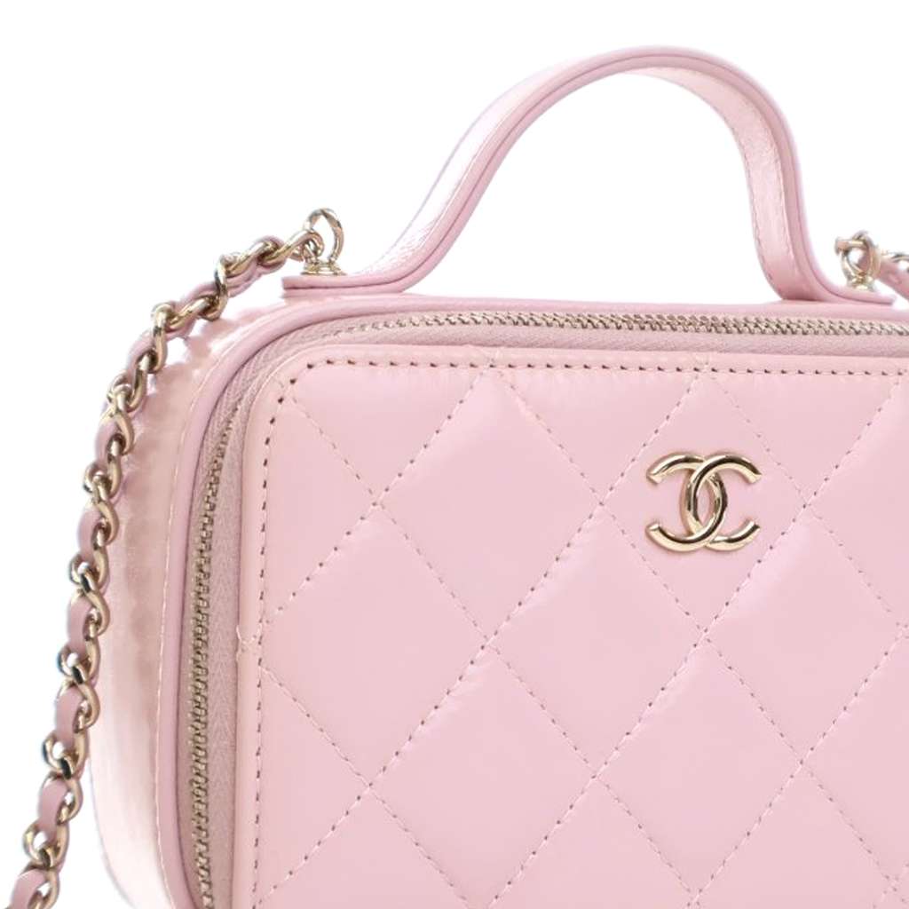 Chanel Mini CC Glazed Calfskin Double Zip Top Handle Vanity Case - Detail 2