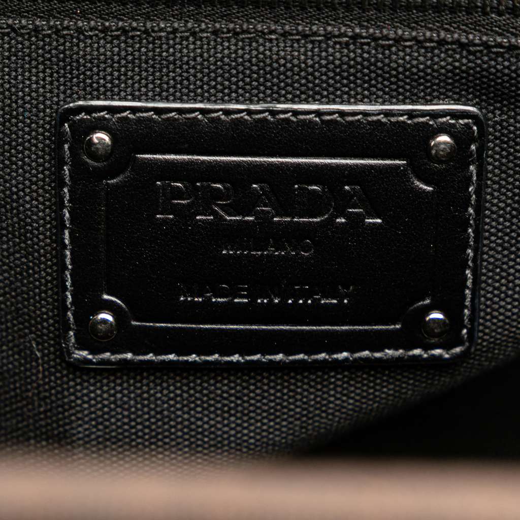 Prada Canvas Wood Handle Canapa Logo Satchel - Side view