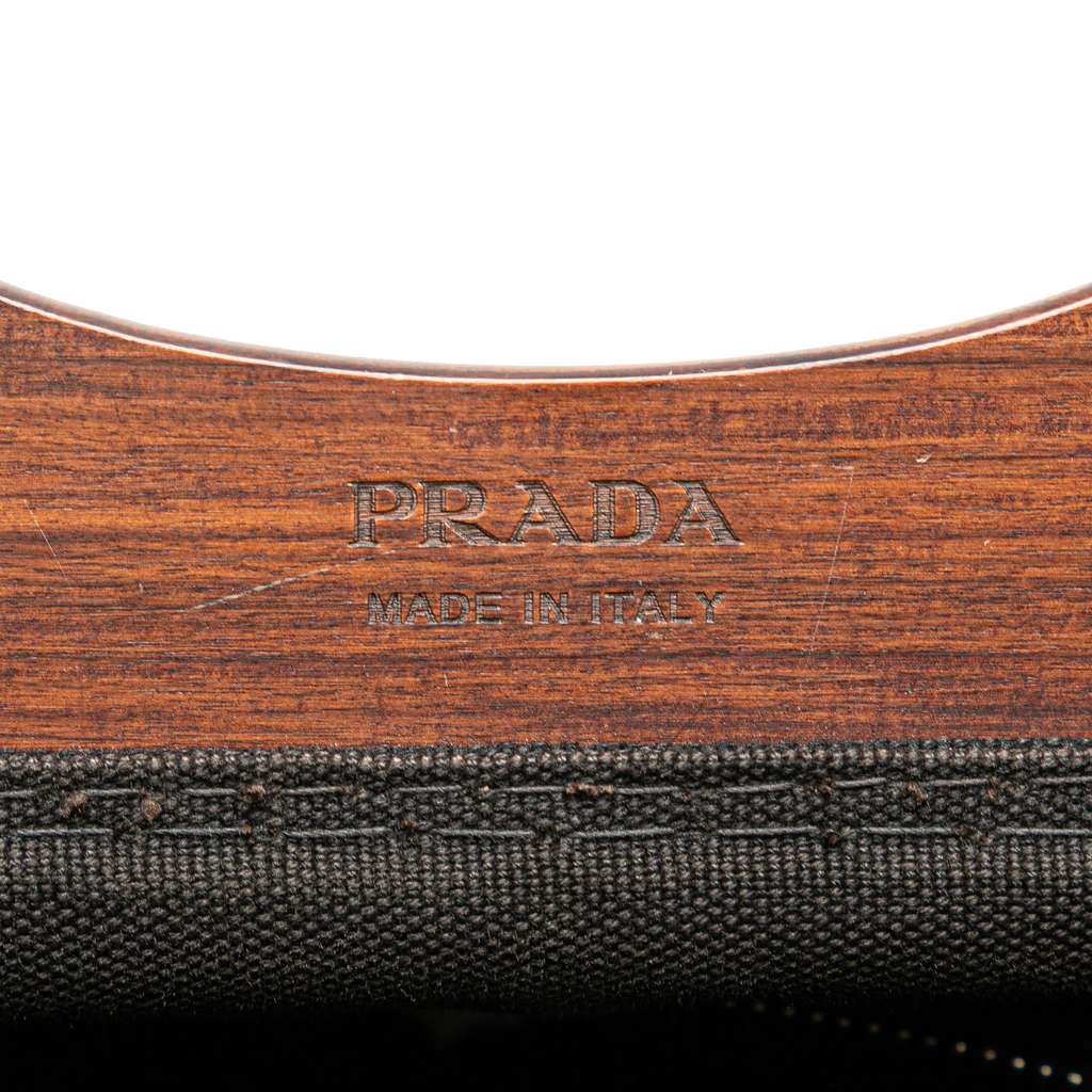 Prada Canvas Wood Handle Canapa Logo Satchel - Detail 1