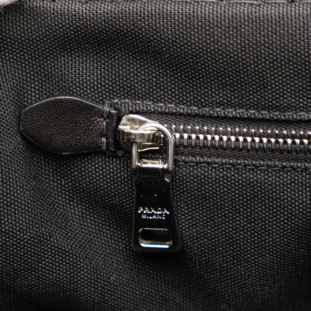 Prada Canvas Wood Handle Canapa Logo Satchel - Image 10
