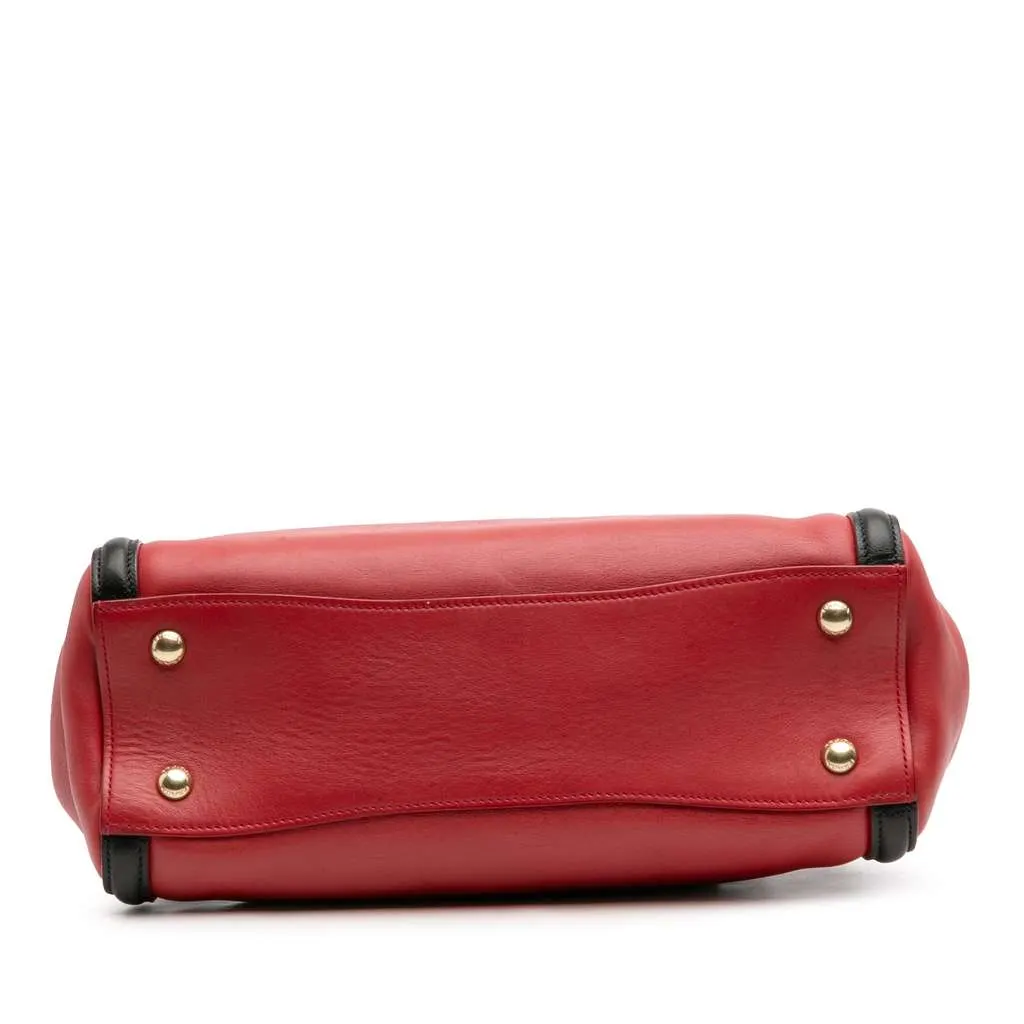 Prada Bicolor Saffiano and City Calf Tote Red Leather Fair - Inside View
