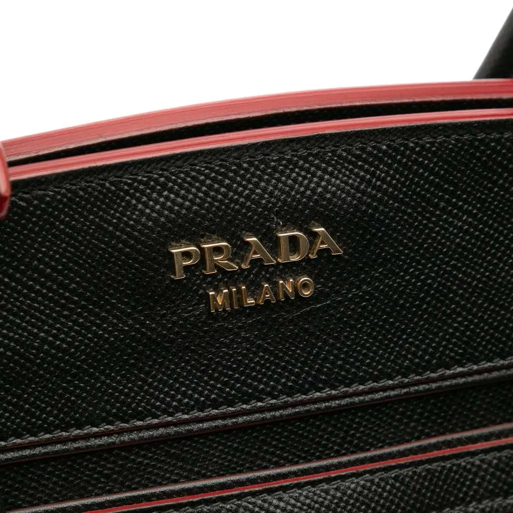 Prada Bicolor Saffiano and City Calf Tote Red Leather Fair - Box View