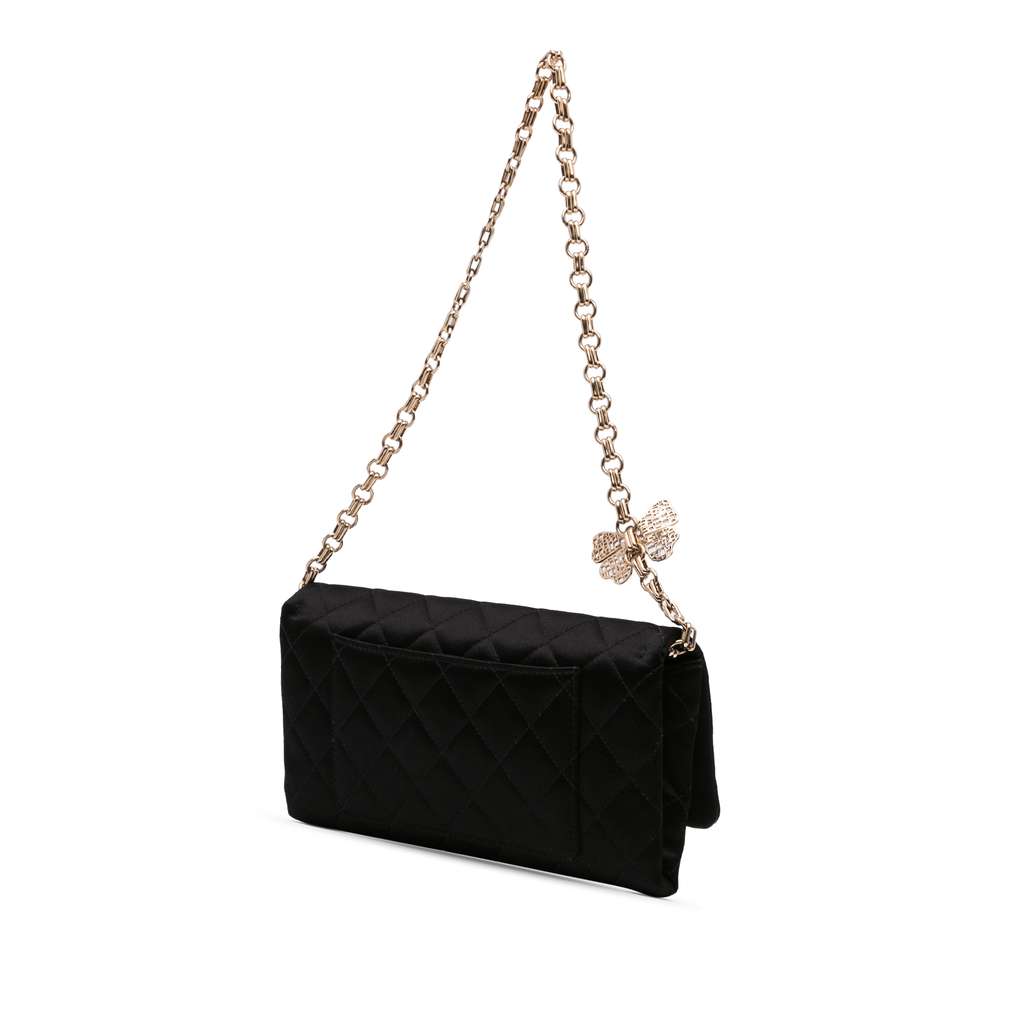 Chanel CC Quilted Satin Butterfly Chain Clutch - Back view