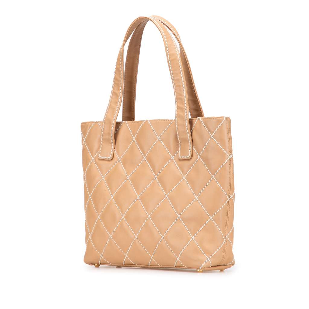 Chanel Small CC Calfskin Wild Stitch Tote - Back view