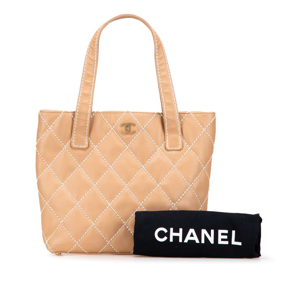 Chanel Small CC Calfskin Wild Stitch Tote - Image 13