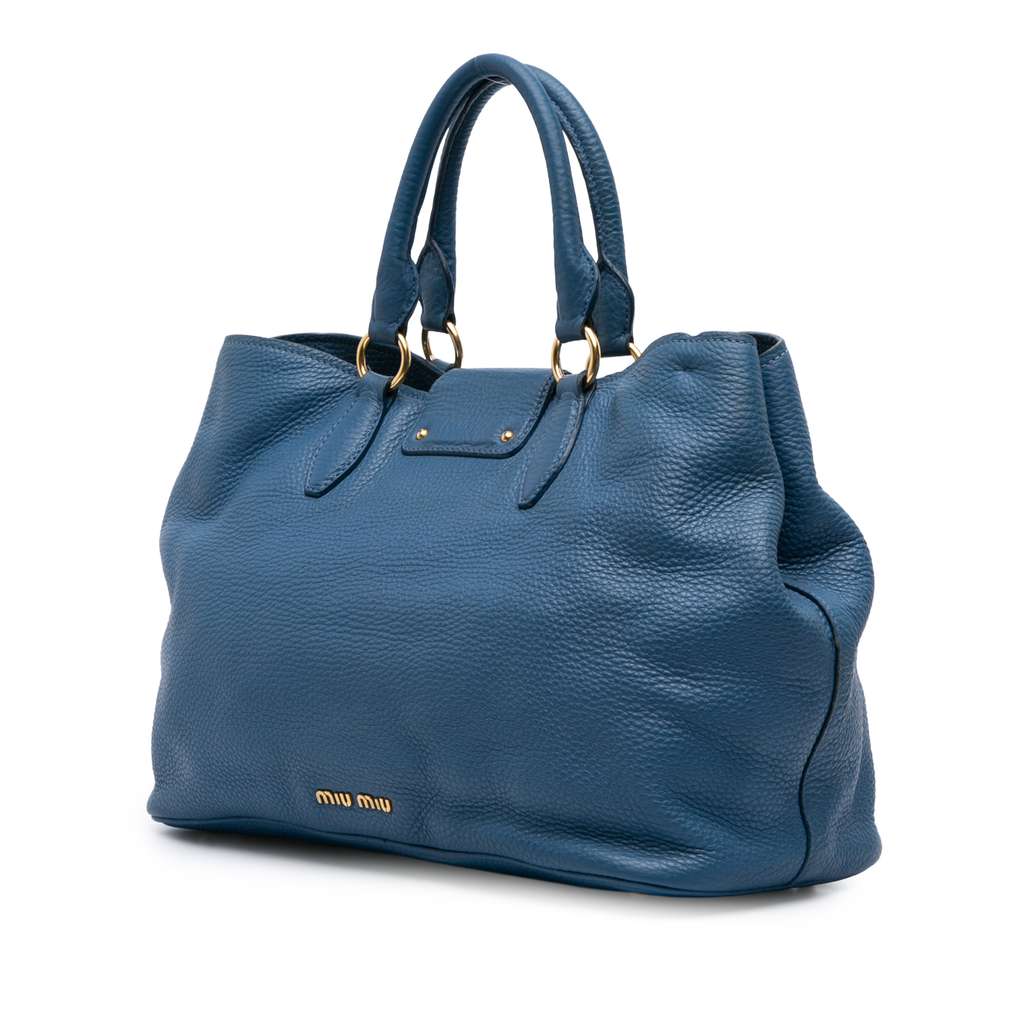 Miu Miu Pebbled Leather Convertible Tote - 2