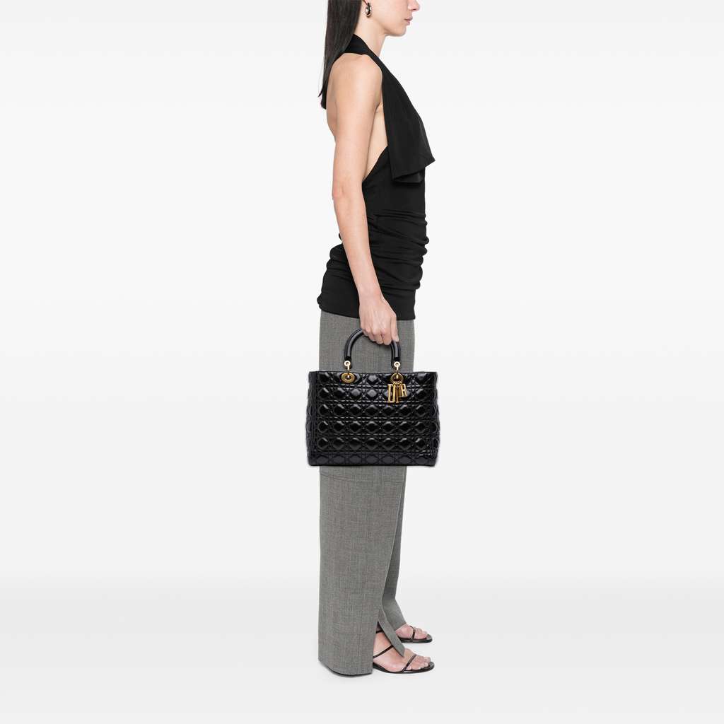 Dior Large Crinkled Patent Cannage Lady Dior - Image 11