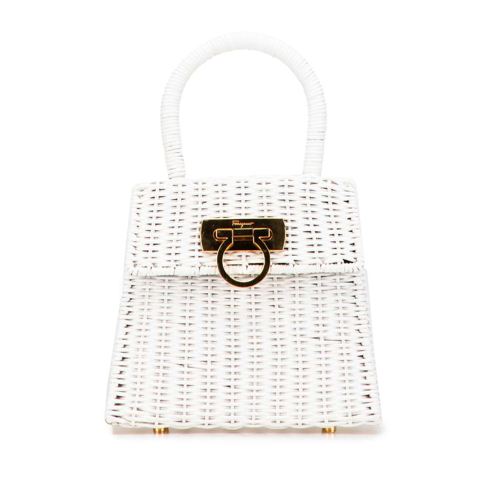 Salvatore Ferragamo Straw Gancini Handbag
