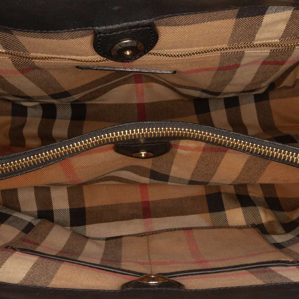 Burberry Large Leather and House Check Banner Satchel - 4