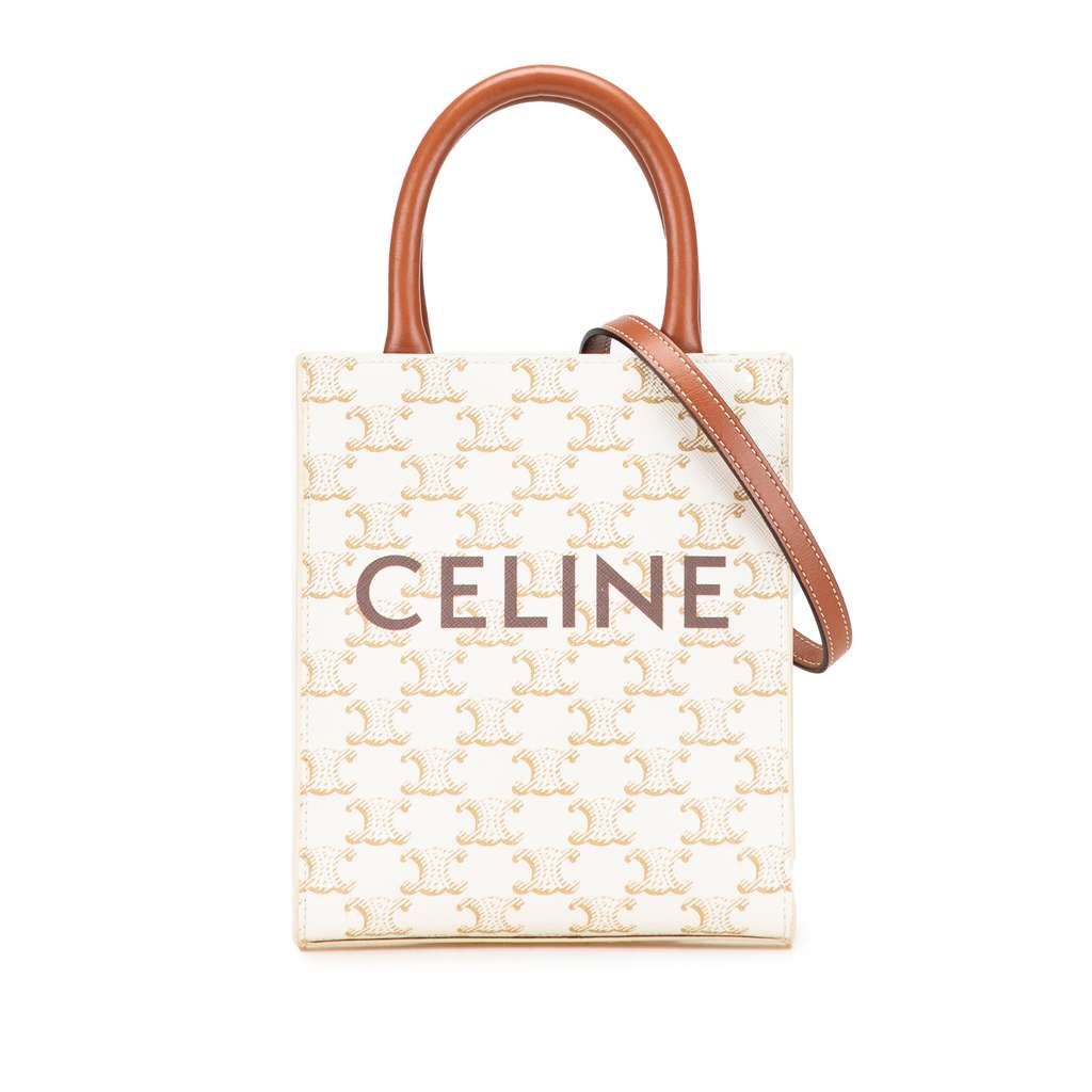 Celine Mini Triomphe Coated Canvas Vertical Cabas Satchel