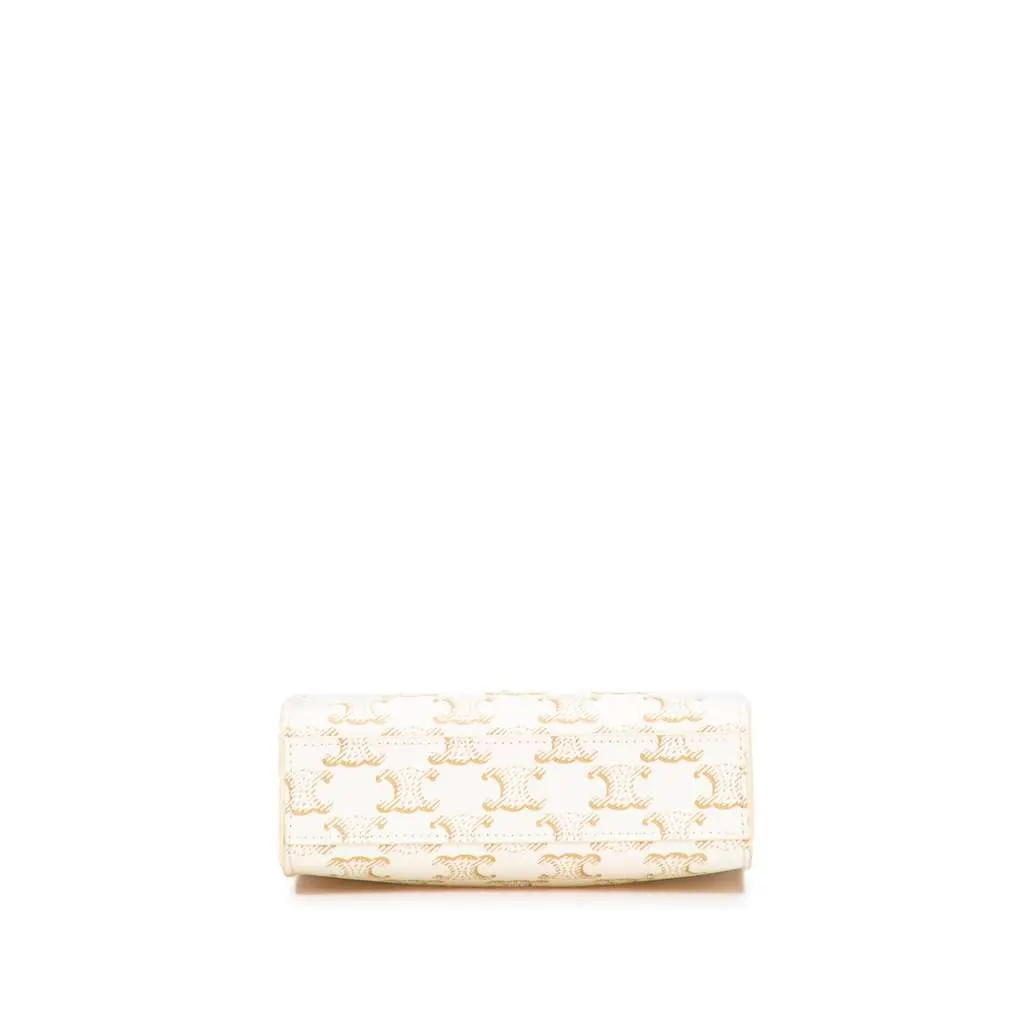 Celine Mini Triomphe Coated Canvas Vertical Cabas Satchel White Canvas Good - Inside View