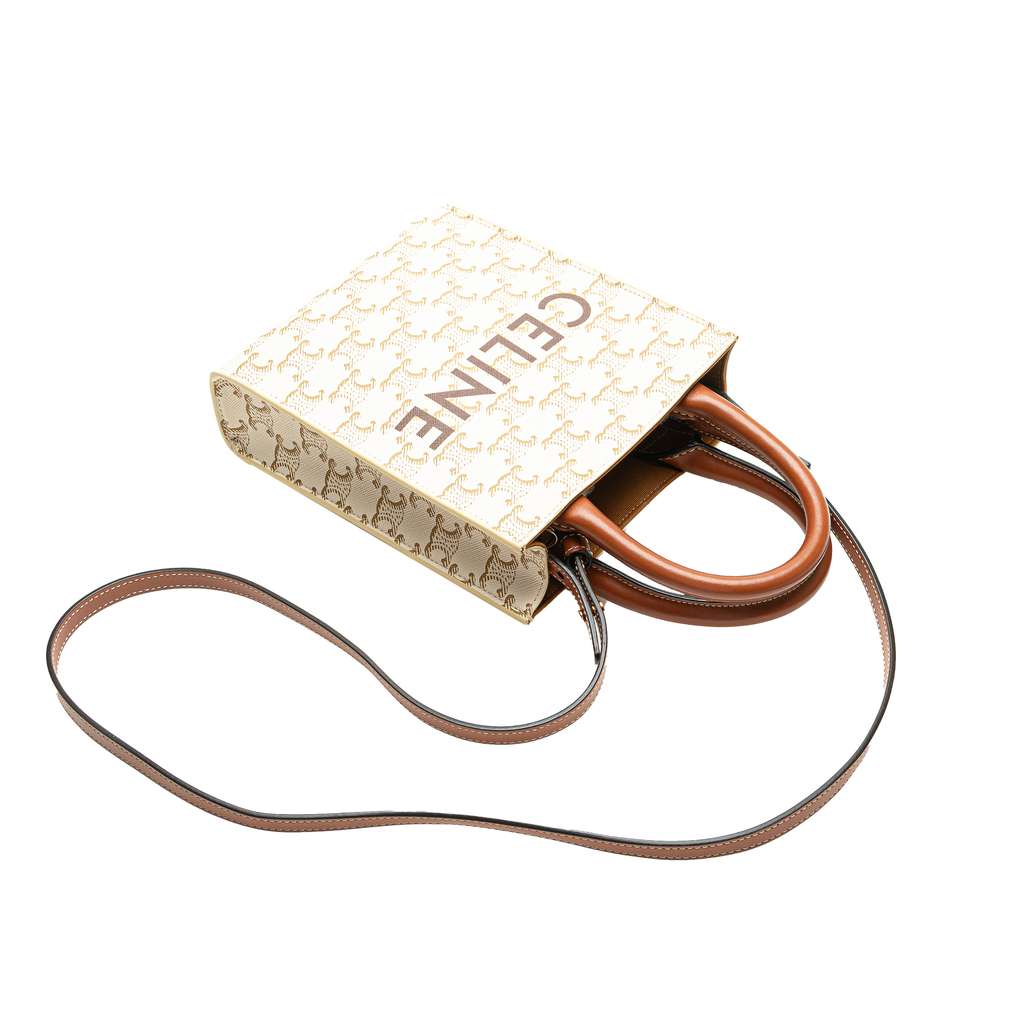 Celine Mini Triomphe Coated Canvas Vertical Cabas Satchel - Image 10