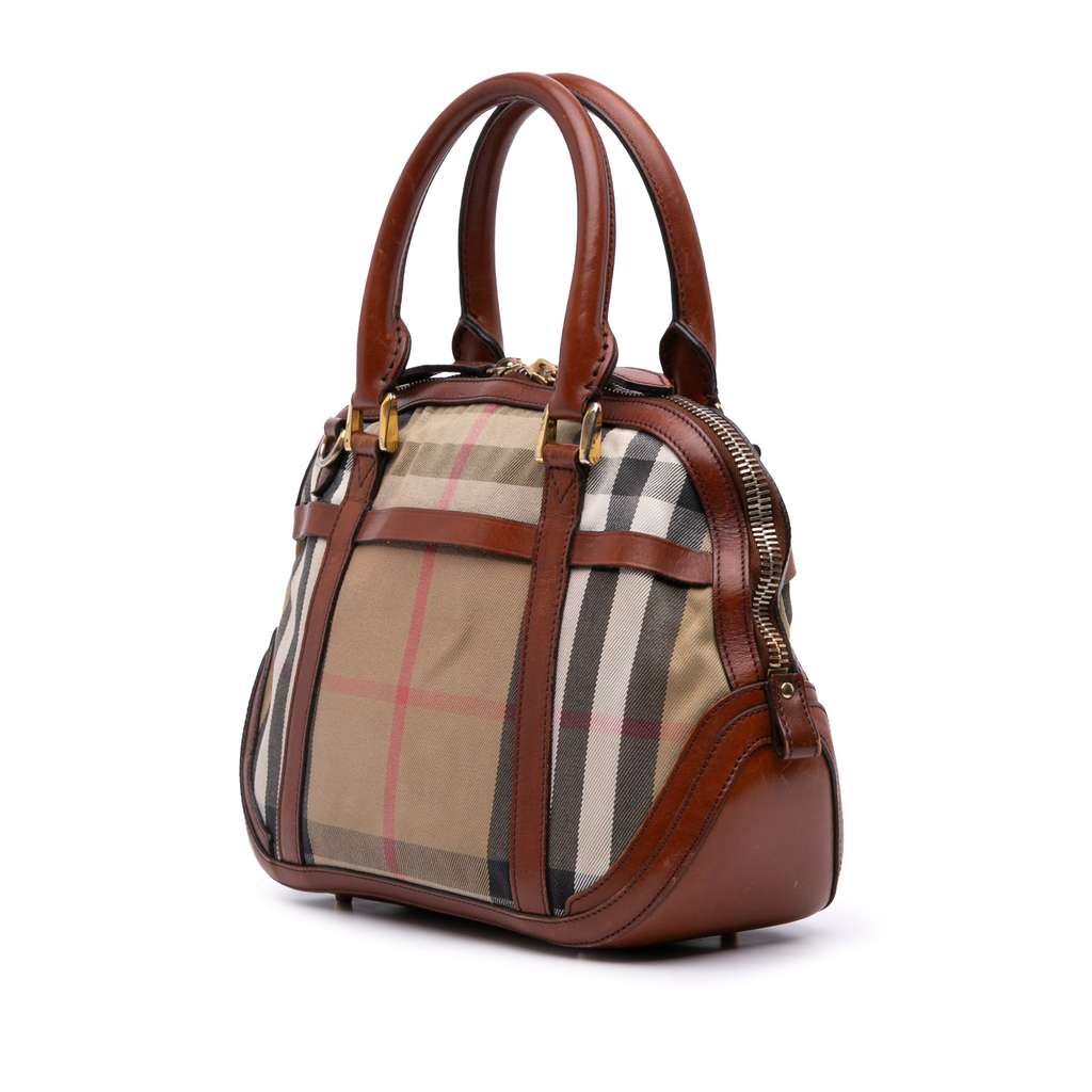 Burberry Small Leather Trimmed House Check Canvas Bridle Orchard Satchel - 2