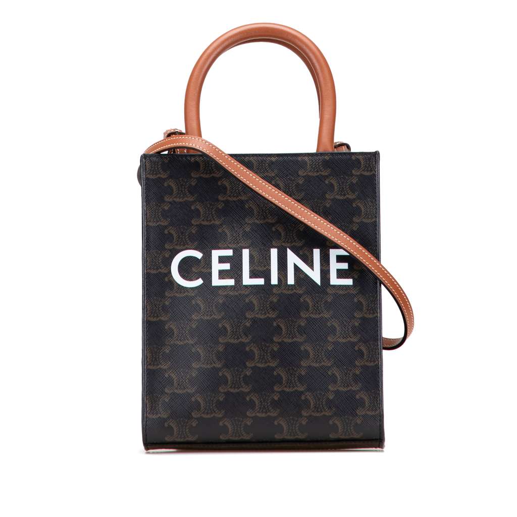 Celine Mini Triomphe Coated Canvas Vertical Cabas Satchel