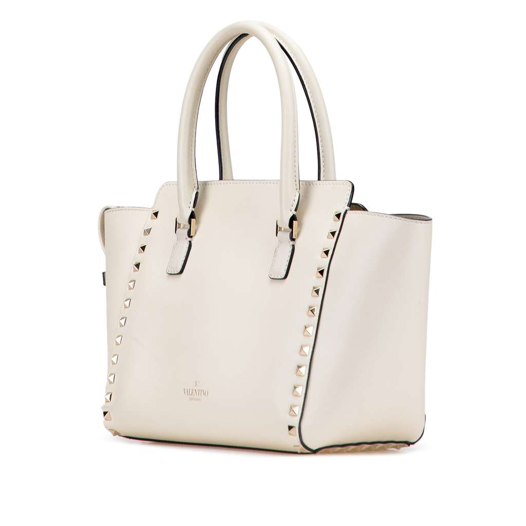 Valentino Mini Leather Rockstud Double Handle Tote - Back view