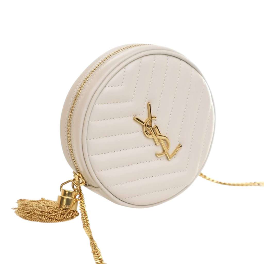 Saint Laurent Baby Chevron Calfskin Round Vinyle Belt Bag - 3