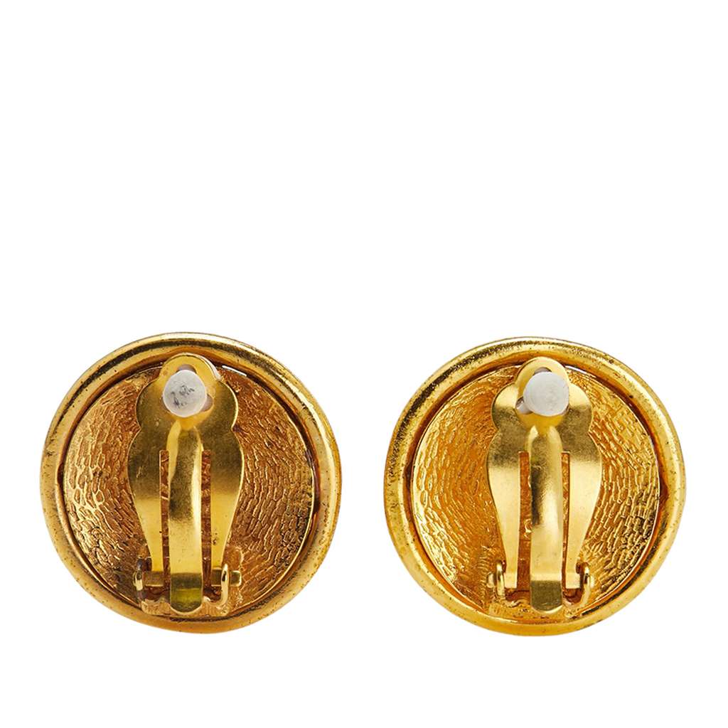 Chanel Gold Plated and Silver Plated CC Round Clip On Earrings - Back view