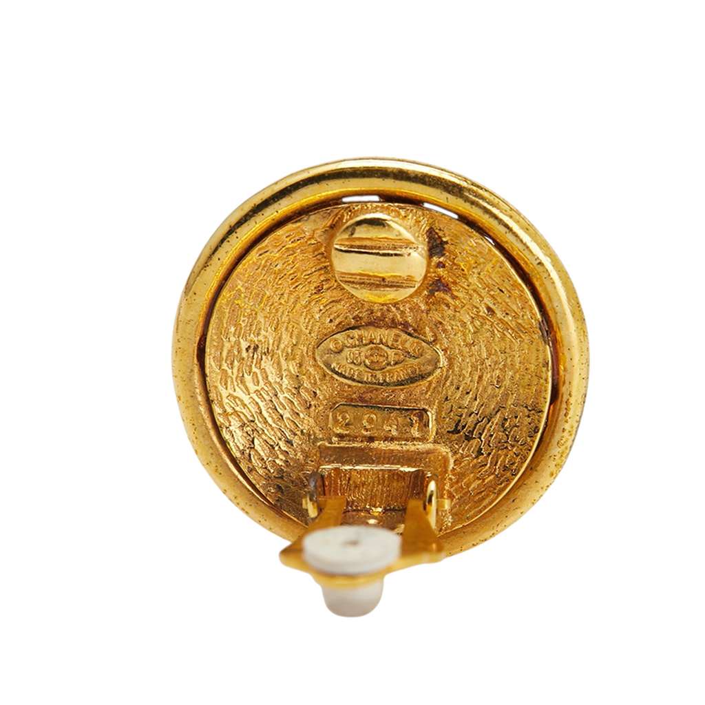 Chanel Gold Plated and Silver Plated CC Round Clip On Earrings - Image 6