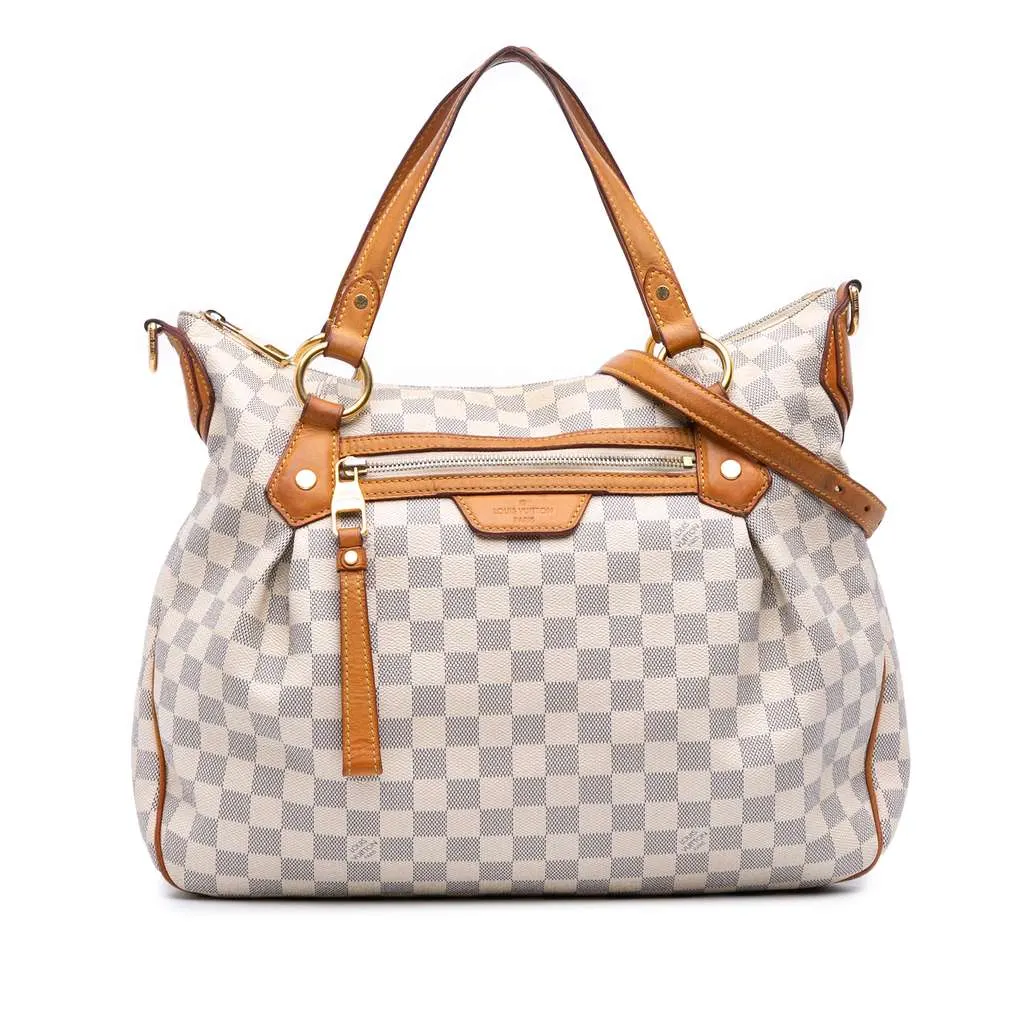 Louis Vuitton Damier Azur Evora MM White Good - Front View