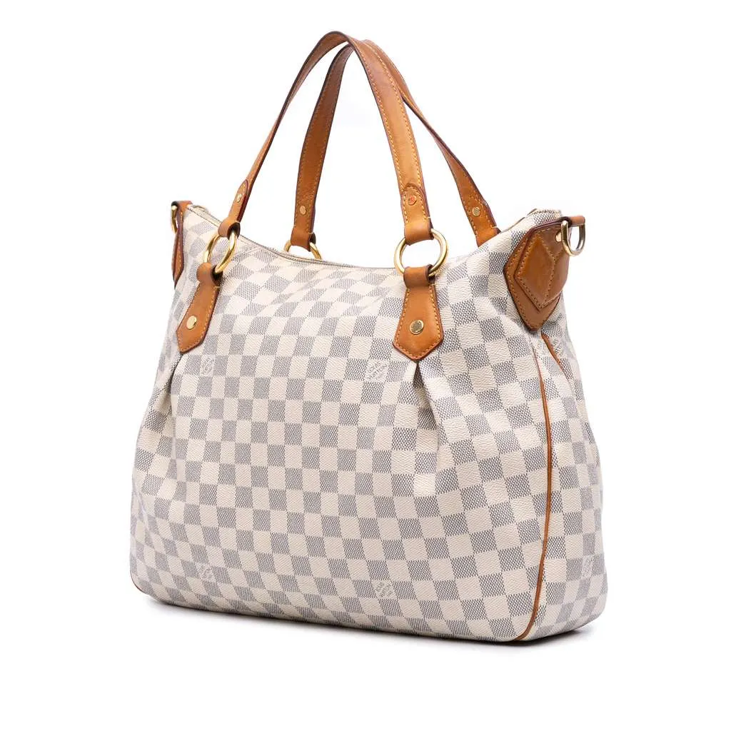 Louis Vuitton Damier Azur Evora MM White Good - Back View