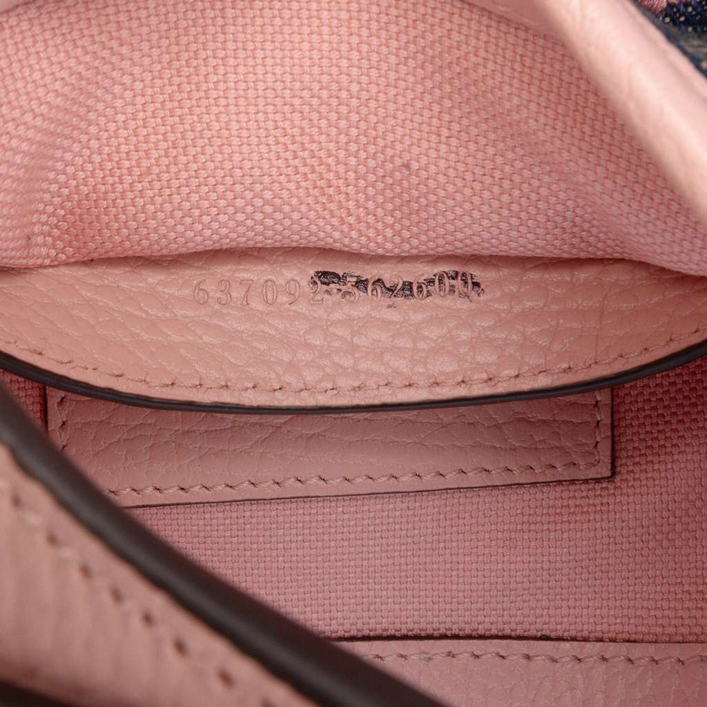 Gucci Limited Edition Mini GG Denim Embroidered Floral Jackie 1961 Crossbody - 5